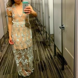 Floor length gown with mini dress chemise.